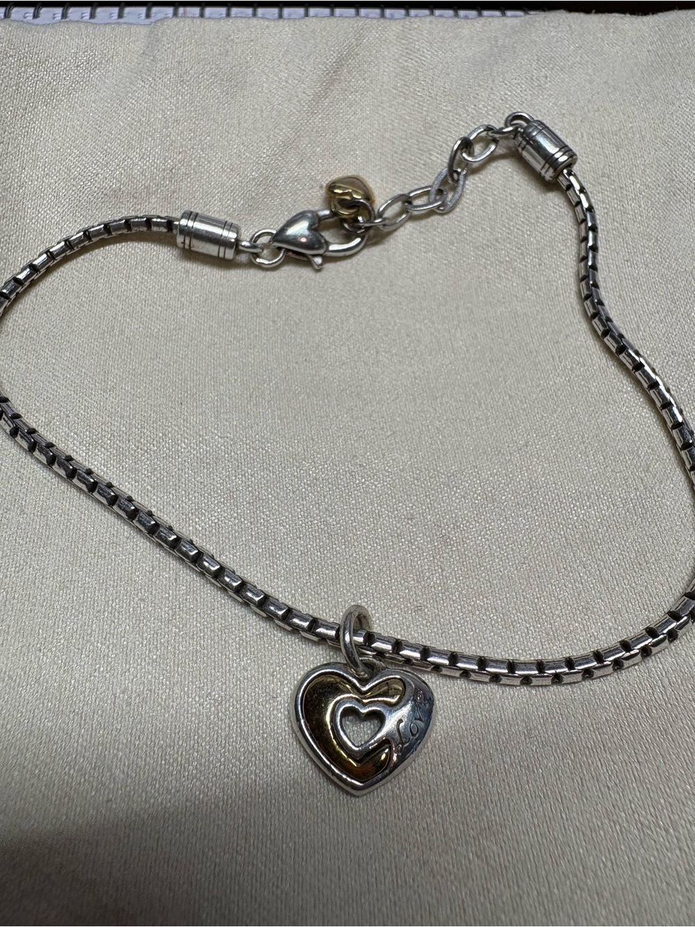 Brighton Silver Anklet with Gold Accent Heart Charm